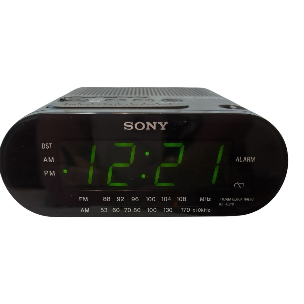 Sony Dream Machine ICF-C218 AM FM Alarm Clock Radio Auto Time Set Black Tested